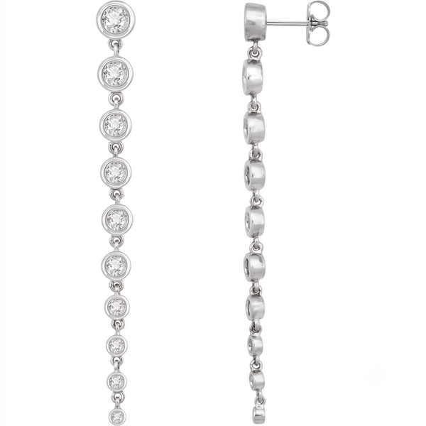 Lab-grown Diamond Bezel Dangle Earrings 2CTW