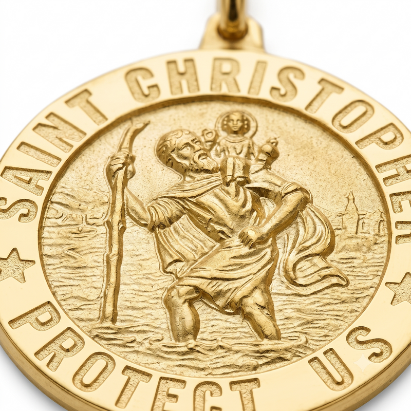 St. Christopher Medallion, 14K Yellow Gold