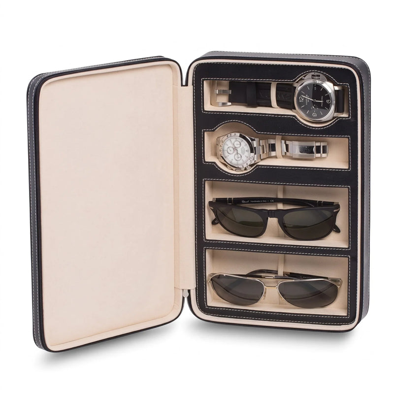 Velours de Tuileries, Leather Timepiece & Eyewear Organizer