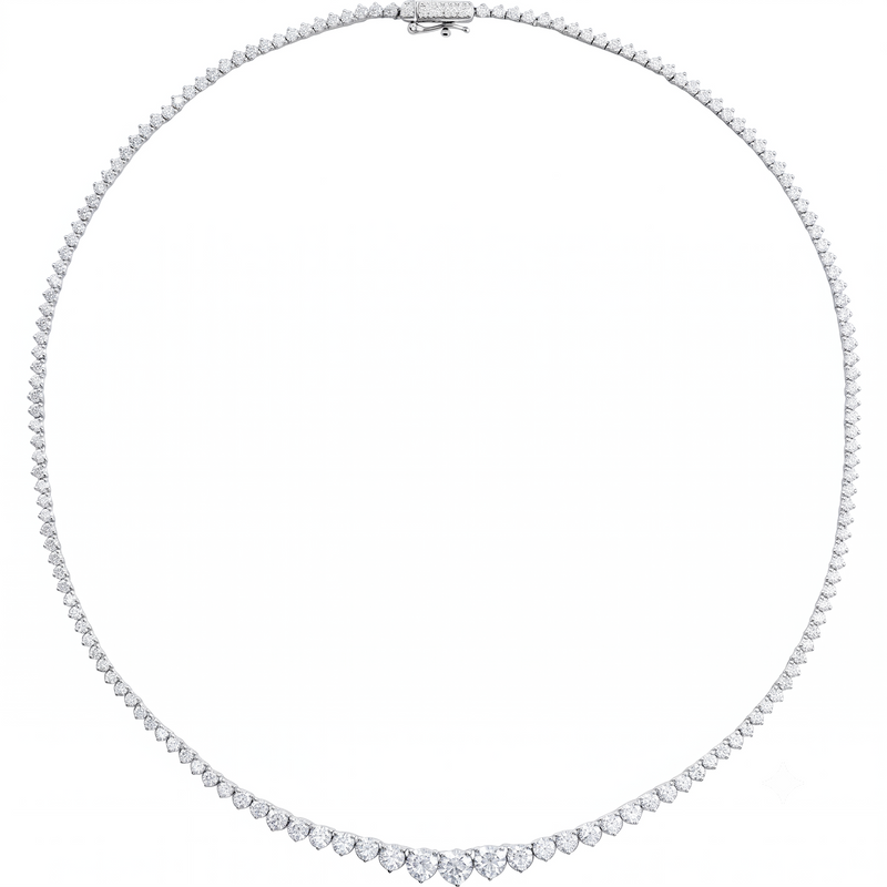 Graduated Diamond Tennis Necklace 9 1/2 CTW