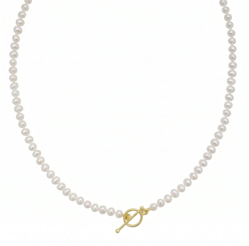 14K Pearl T-Bar Necklace