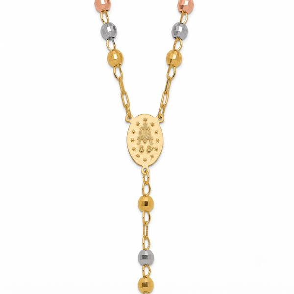 Prière de Montmartre, Tri-Color Gold Rosary Necklace