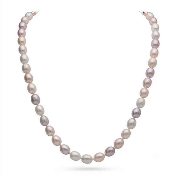 Pastel Colors Cultured Oval Pearl Necklace