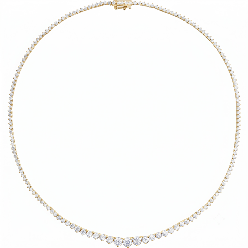 Graduated Diamond Tennis Necklace 9 1/2 CTW
