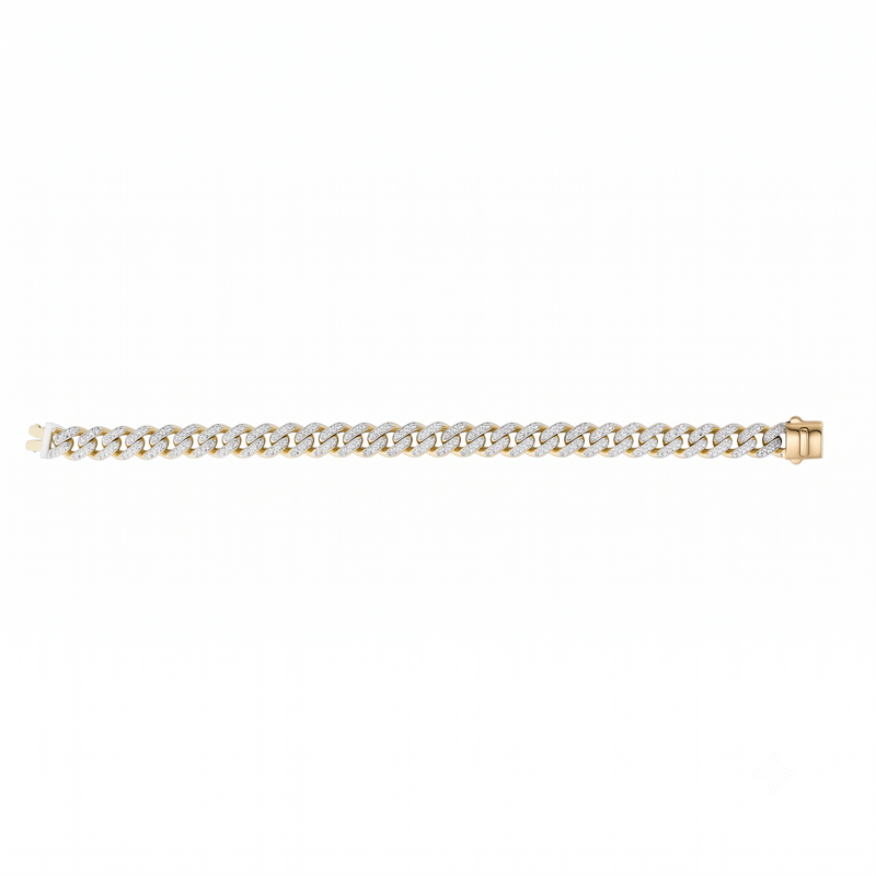 14K Yellow Gold Lite Miami Cuban Diamond Bracelet