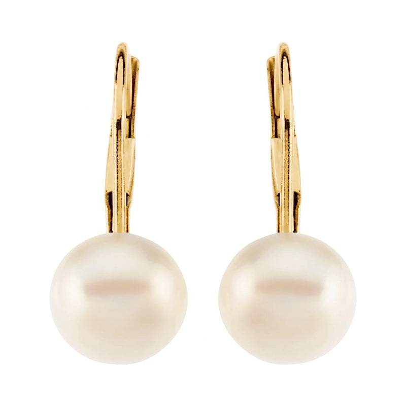 Beucher Paris Larme de Fontainebleau cultured pearl lever back earrings in yellow gold