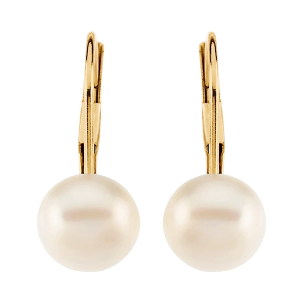 Beucher Paris Larme de Fontainebleau cultured pearl lever back earrings in yellow gold