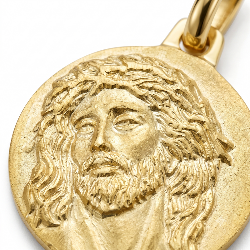 Jesus Medallion, 14K Yellow Gold