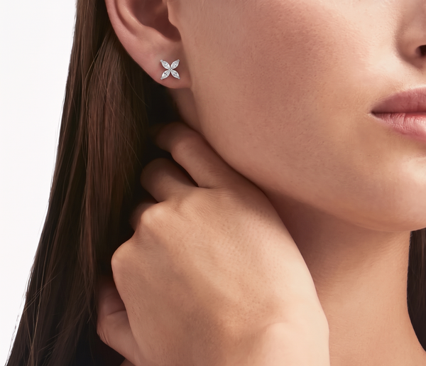 Les Petites Fleurs, Natural Diamond Cluster Marquise Earrings
