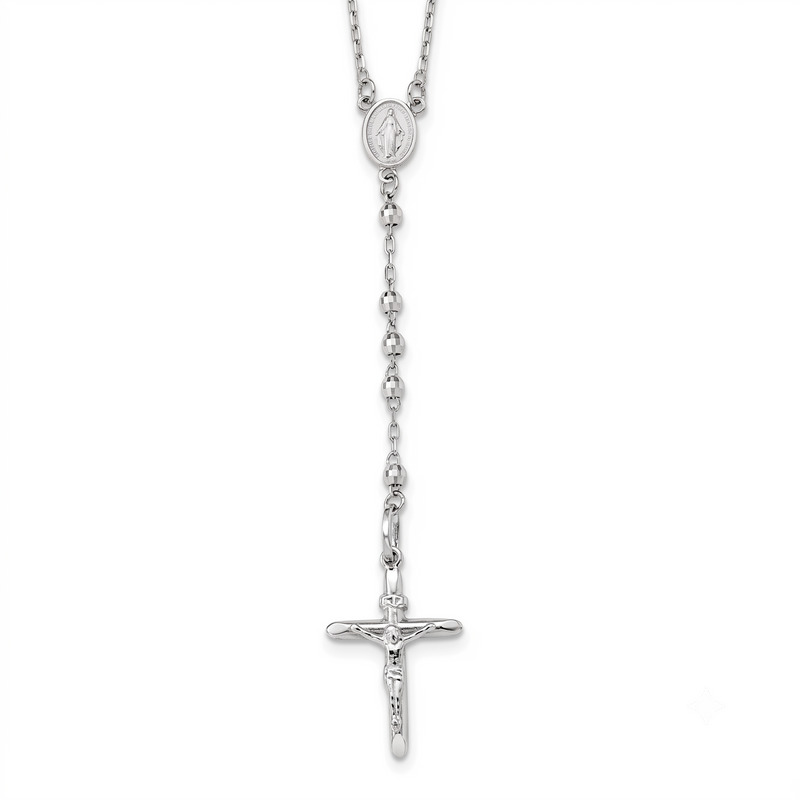 White Gold Rosary Necklace