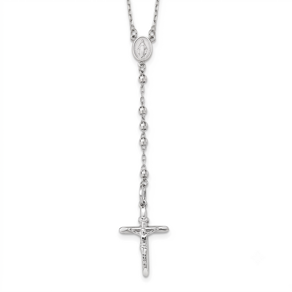 Lumière de Chartres, White Gold Crucifix & Medal Necklace