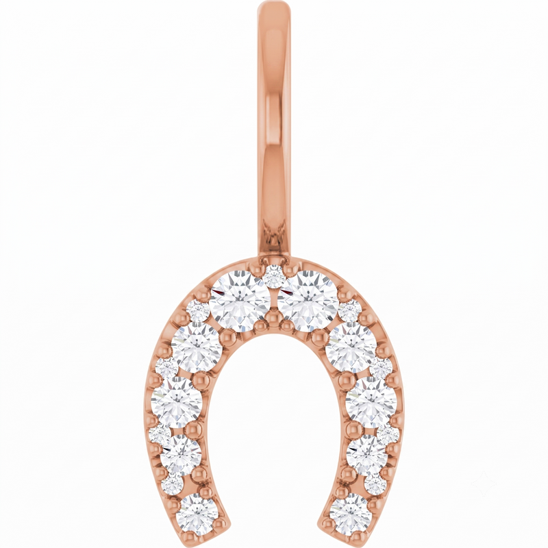 Natural Diamond Horseshoe Charm Pendant