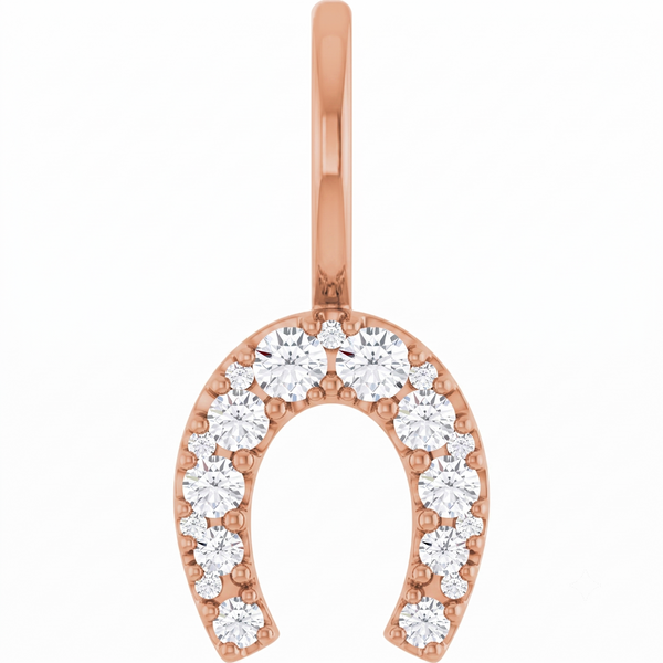 Natural Diamond Horseshoe Charm Pendant