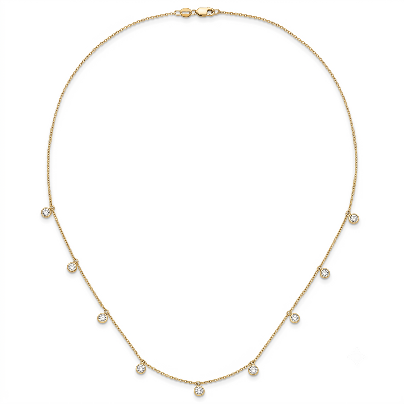 9-Station Necklace, Lab-Grown Diamond & Yellow Gold
