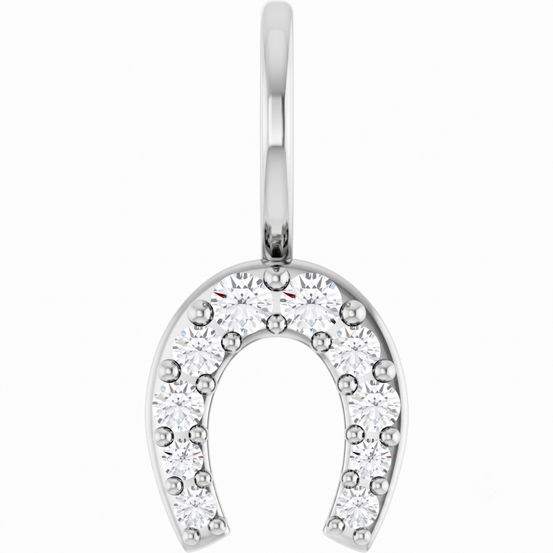 Natural Diamond Horseshoe Charm Pendant