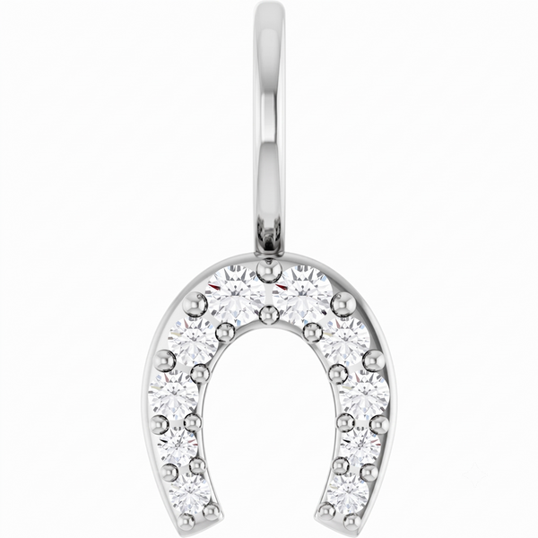 Natural Diamond Horseshoe Charm Pendant