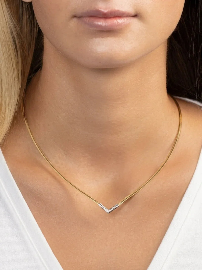 Pointe d'Éclat, 14K Two-Tone Diamond Geometric Necklace