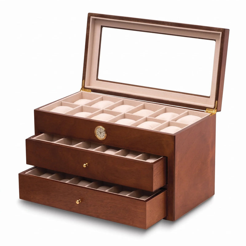 Reflet de Côte d'Azur, Matte Cherry Wood Watch Storage Box