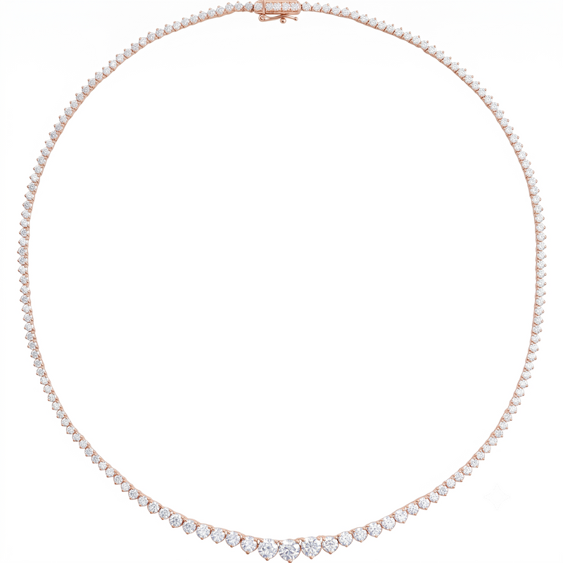 Graduated Diamond Tennis Necklace 9 1/2 CTW