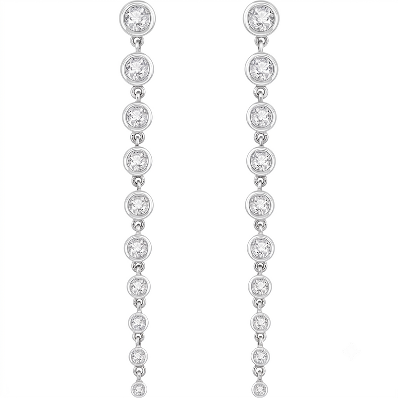 Lab-grown Diamond Bezel Dangle Earrings 2CTW