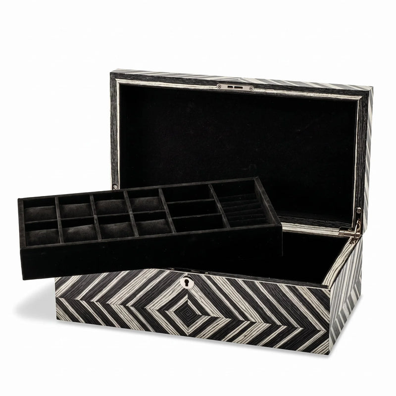 L'Écrin Parisien, Striped Black & White Inlay Jewelry Box