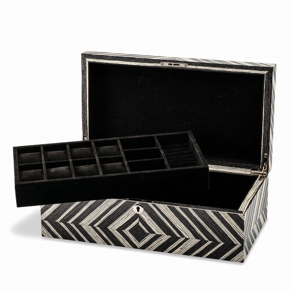 L'Écrin Parisien, Striped Black & White Inlay Jewelry Box