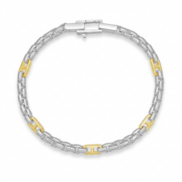 Two-Tone Sterling Silver & Gold-Plated Mariner Box Link Bracelet