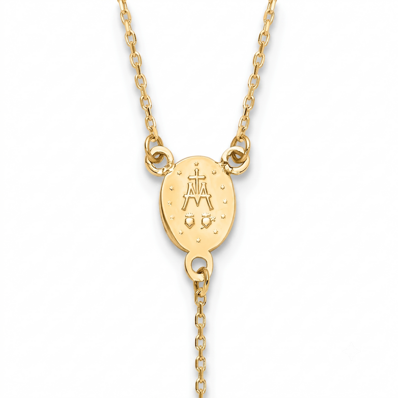 Yellow Gold Rosary Y-drop Necklace