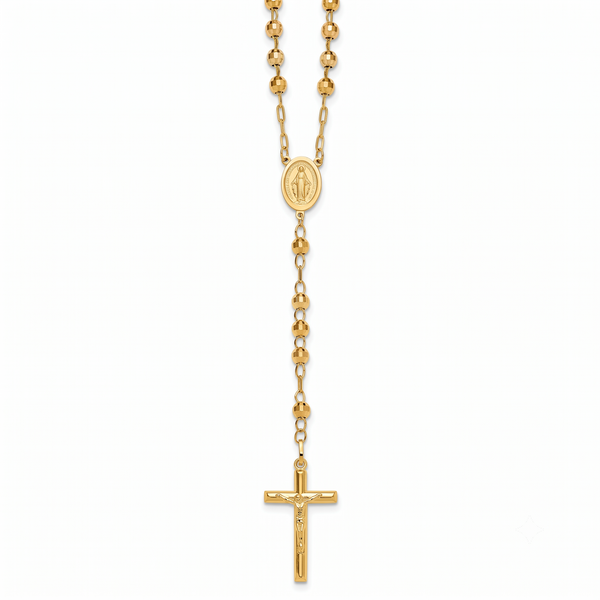 Lumière de Notre-Dame, Yellow Gold Diamond-Cut Rosary Necklace