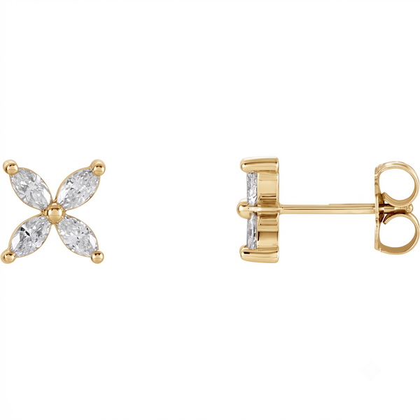 Les Petites Fleurs, Natural Diamond Cluster Marquise Earrings