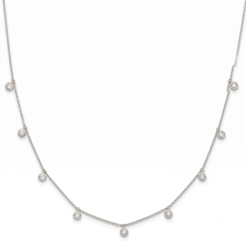 9-Station Necklace, Lab-Grown Diamond & White Gold