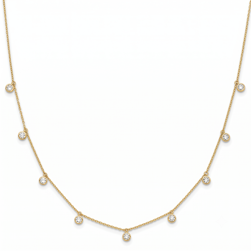 9-Station Necklace, Lab-Grown Diamond & Yellow Gold