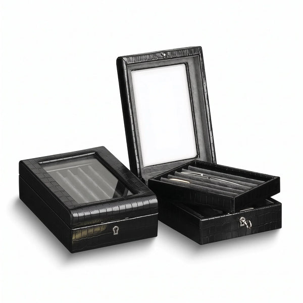 La Plume des Tuileries, Black Embossed Leather Pen Box