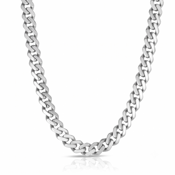 14K White Gold Lite Miami Cuban Chain Necklace