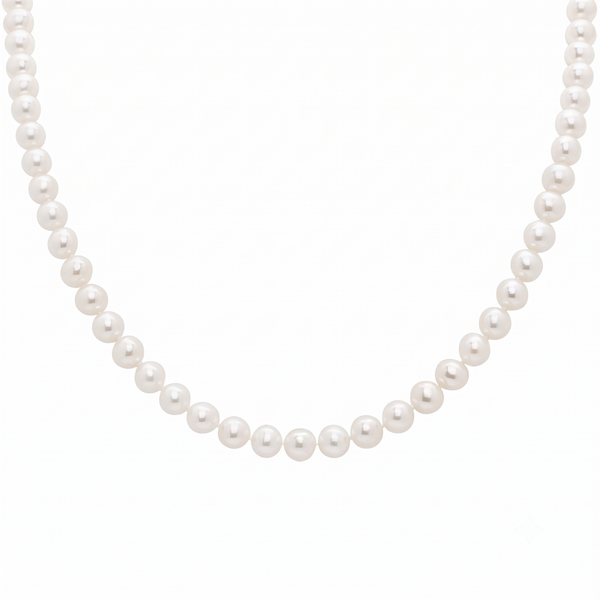 White Freshwater Cultured Pearl AA-Grade Necklace 7 x 7.5mm