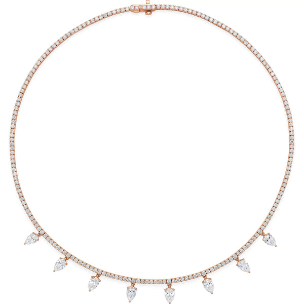 Beucher Paris Larmes de Versailles diamond pear drop tennis necklace in rose gold