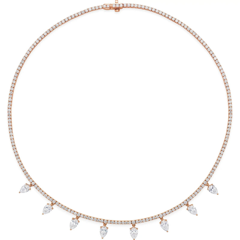 Beucher Paris Larmes de Versailles diamond pear drop tennis necklace in rose gold