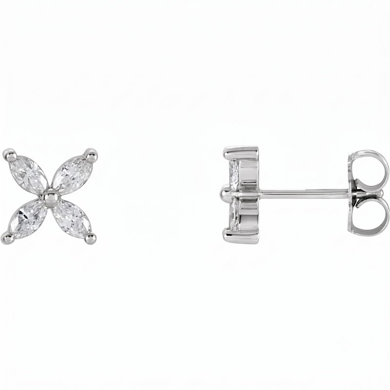 Les Petites Fleurs, Natural Diamond Cluster Marquise Earrings