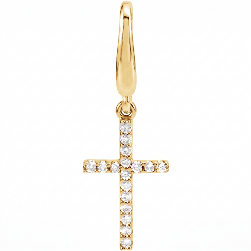 Natural Diamond Cross Charm Pendant