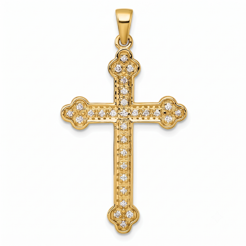 Le Sacré, Yellow Gold Diamond Cross Pendant