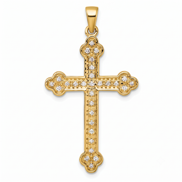 Le Sacré, Yellow Gold Diamond Cross Pendant