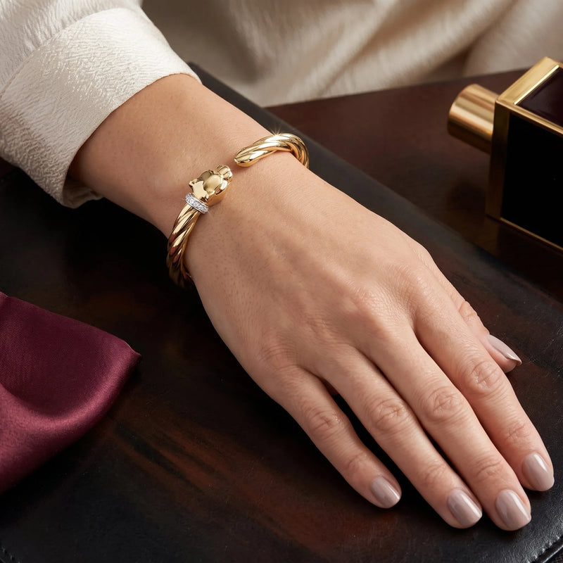 L'Ombre de Biarritz, Gold & Diamond Panther Cuff Bracelet