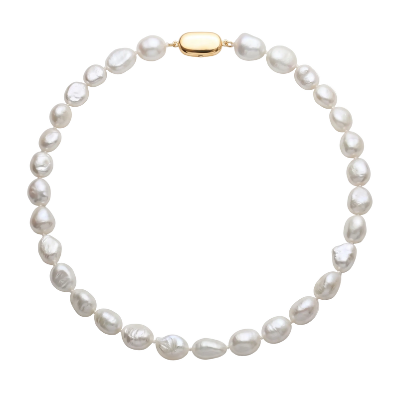 Cultured White Baroque Pearl Necklace 10mm