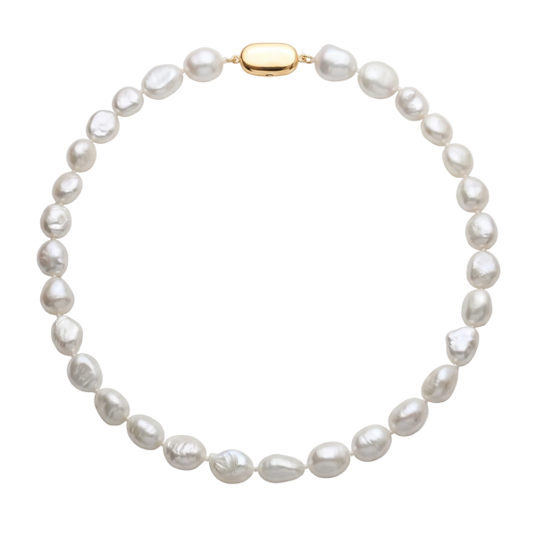 Cultured White Baroque Pearl Necklace 10mm
