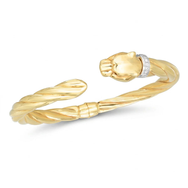 L'Ombre de Biarritz, Gold & Diamond Panther Cuff Bracelet