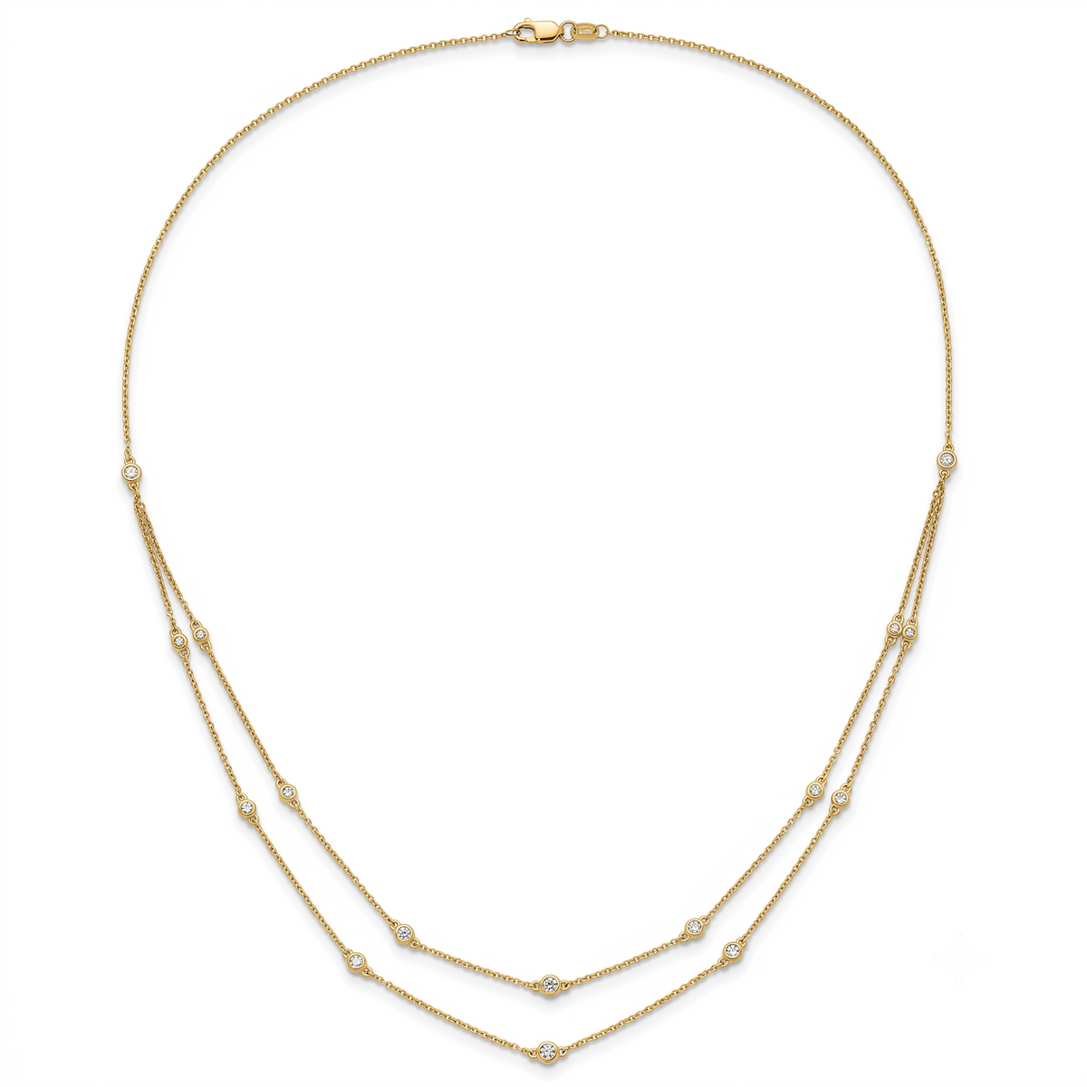 Rayon d'Or du Louvre, Diamond Multi-Station Double Strand Necklace