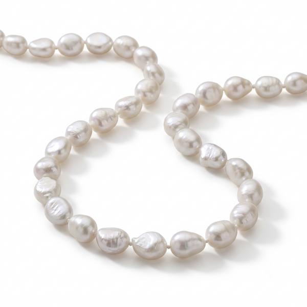 Cultured White Baroque Pearl Necklace 10mm