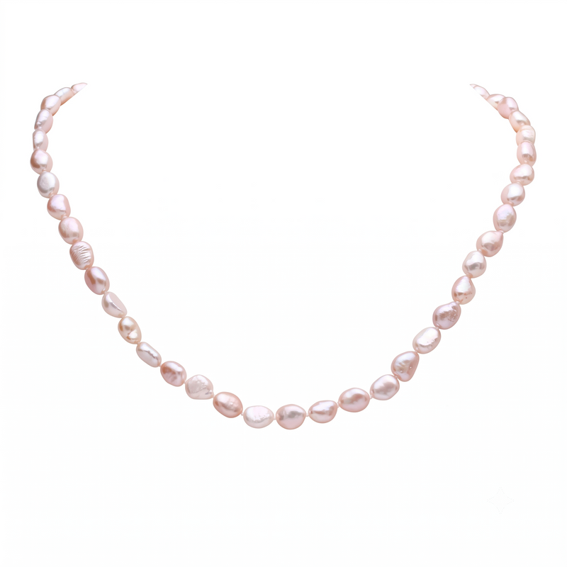 Natural Lavender Pink Baroque Pearl Necklace