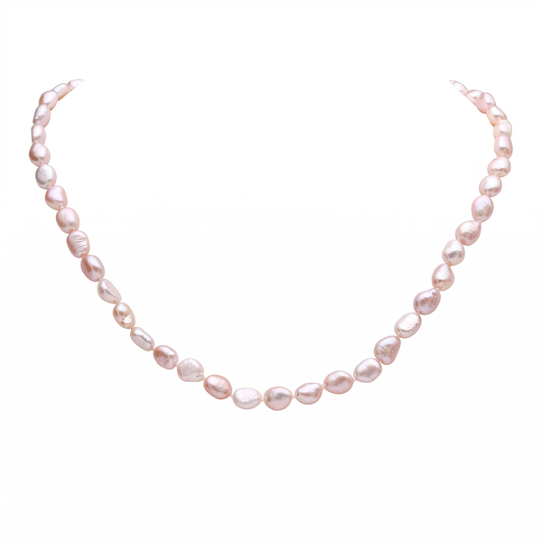 Natural Lavender Pink Baroque Pearl Necklace