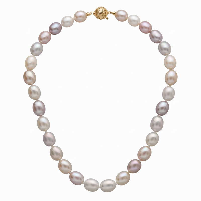 Pastel Colors Cultured Oval Pearl 7.5–8mm Necklace